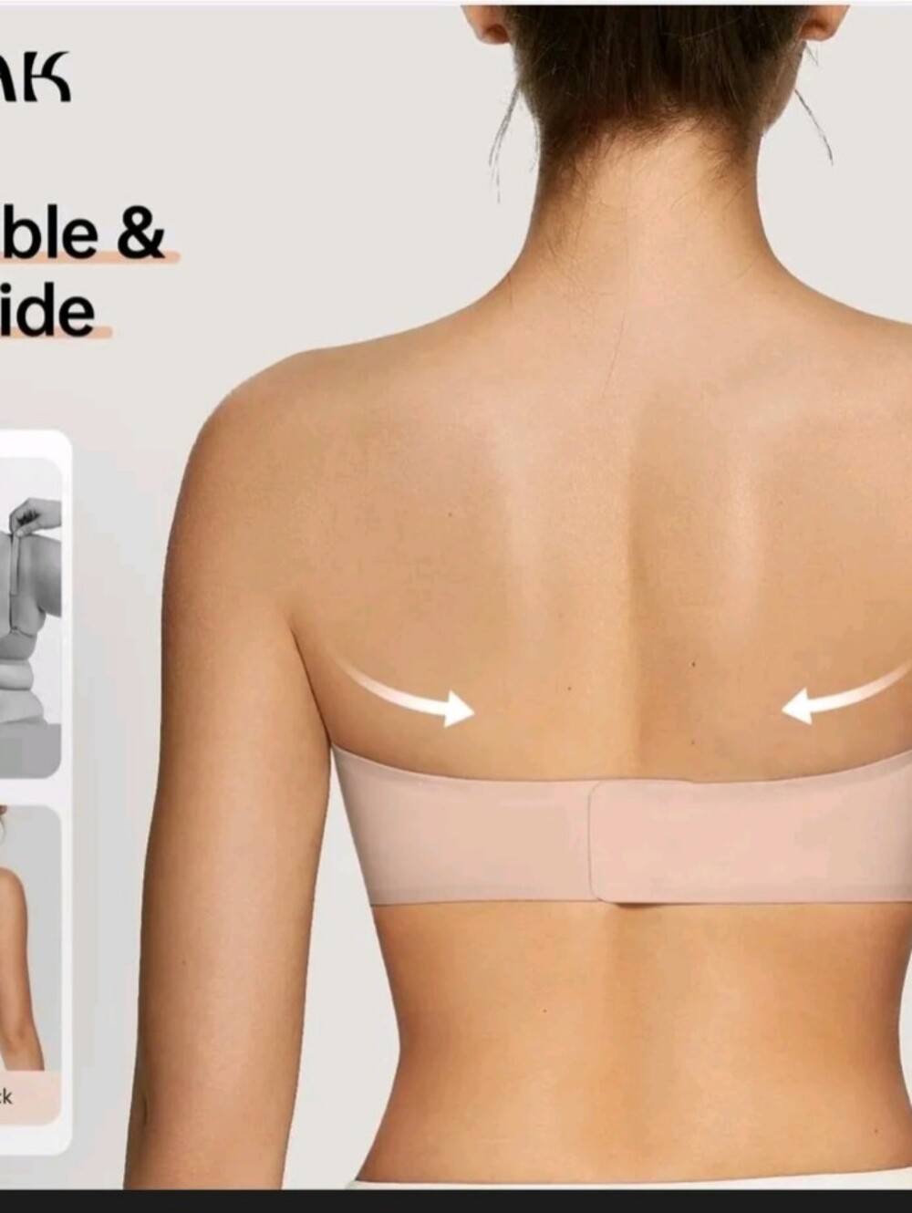 OEAK Nude Strapless Adhesive Bra - Seamless Backless Support, XL - Picture 7 of 16